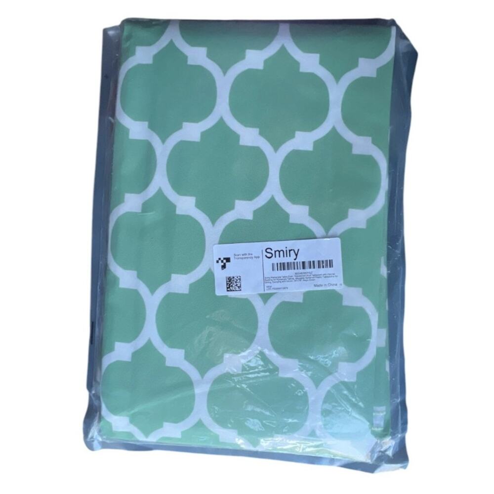 Smiry Sage Green Rectangle Table Cloth, Flannel Backed Vinyl 54"x78"